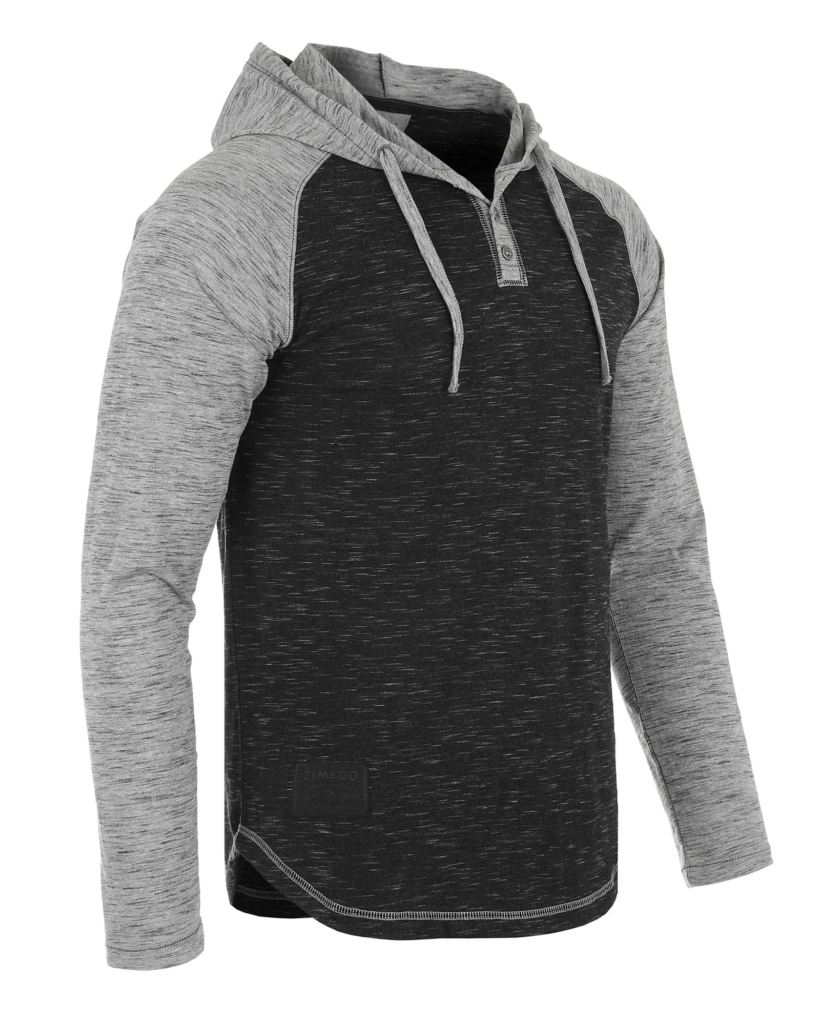 ZIMEGO Men's Hoodie Pullover Sweatshirt - Athletic Button Raglan Henley Shirt Hooded Top