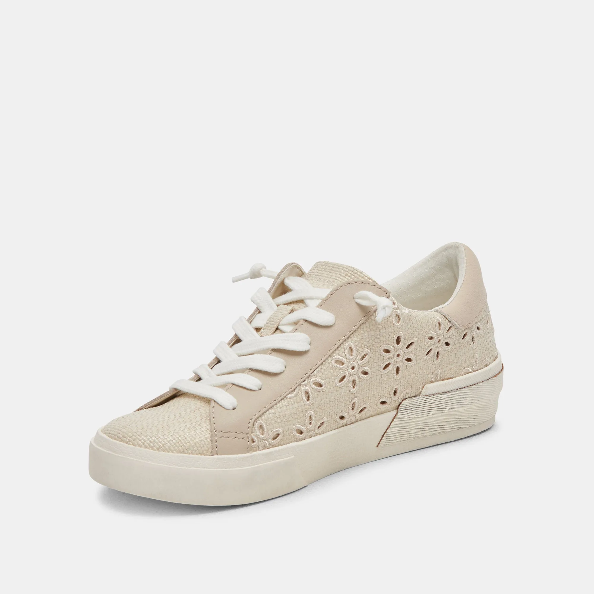 ZINA SNEAKERS OATMEAL FLORAL EYELET